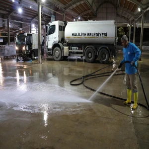 Haliliye’de kurban kesim alanları dezenfekte edildi