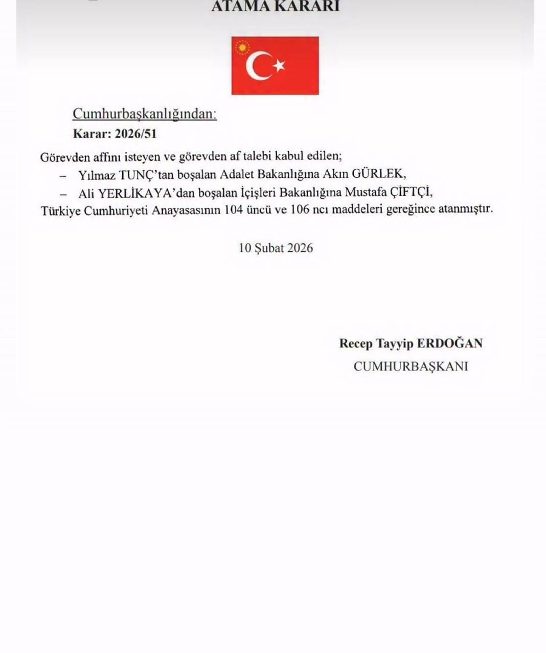 Erdoğan imzaladı! Bakanlar değişti