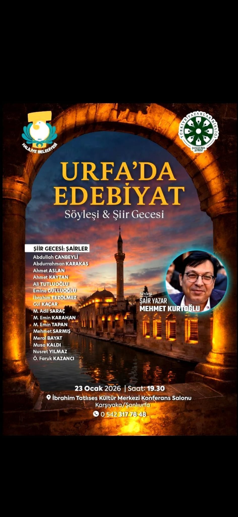 Urfa’da Edebiyat Söyleşisi ve Şiir Gecesi Düzenleniyor!