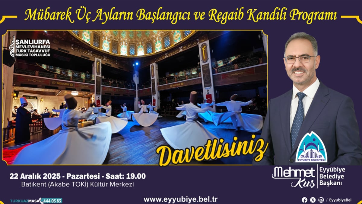 Hz. İbrahim’den Hz. Eyüp’e onlarca peygamberin ayak bastığı topraklar olması nedeniyle Maneviyatın Başkenti olarak anılan Şanlıurfa’nın Eyyübiye ilçesinde, mübarek üç aylar münasebetiyle bir dizi program düzenlenecek.