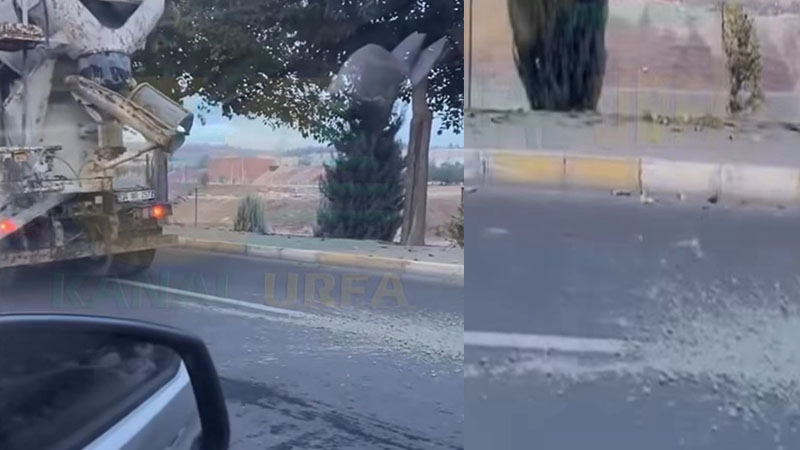Şanlıurfa’da Beton Mikseri Yola Beton Döktü!