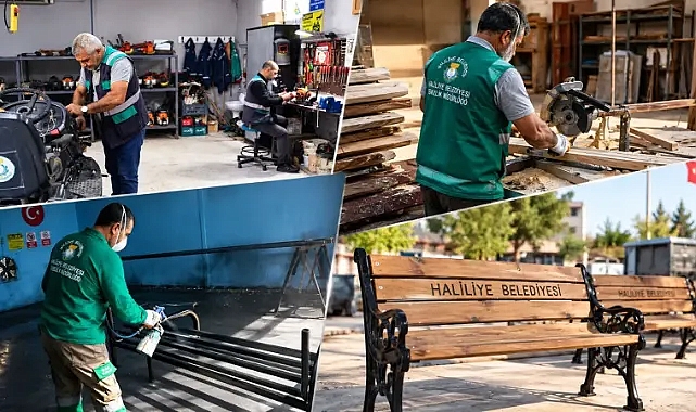 'Üreten Belediye' Haliliye, kent mobilyalarını kendi üretiyor