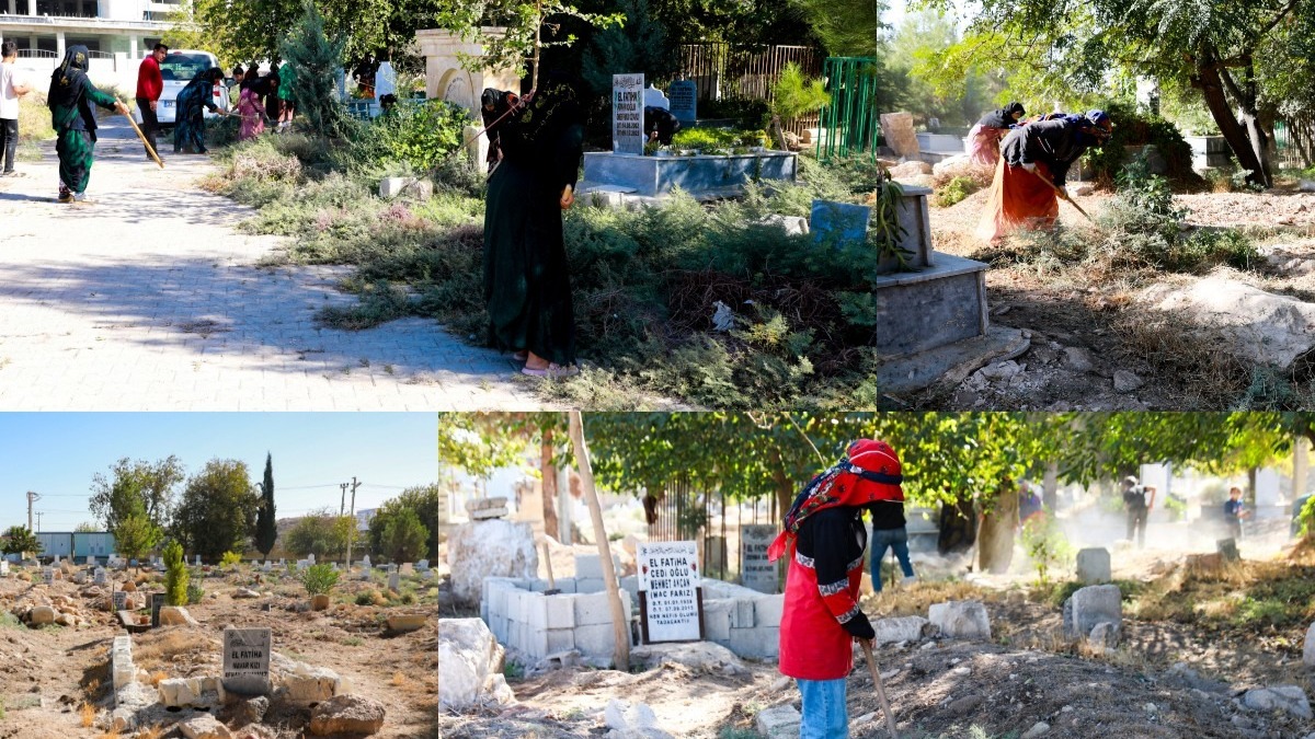 Harran mezarlığında kış hazırlığı